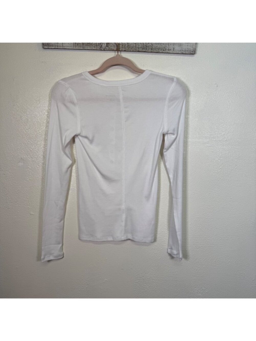 Everlane Supima Micro Rib Long Sleeve Henley Pima Snap Slim Fit White Small - Picture 10 of 10